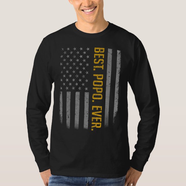 Mens Best Popo Ever Us American Flag   For Father' T-Shirt (Front)
