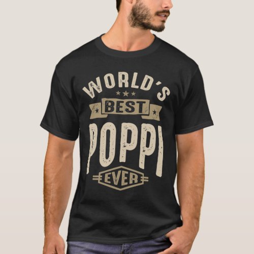 Mens Best Poppi Ever Funny Dad  Grandpa  T_Shirt