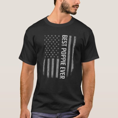 Mens Best Poppie Ever American Flag   For Fathers T_Shirt