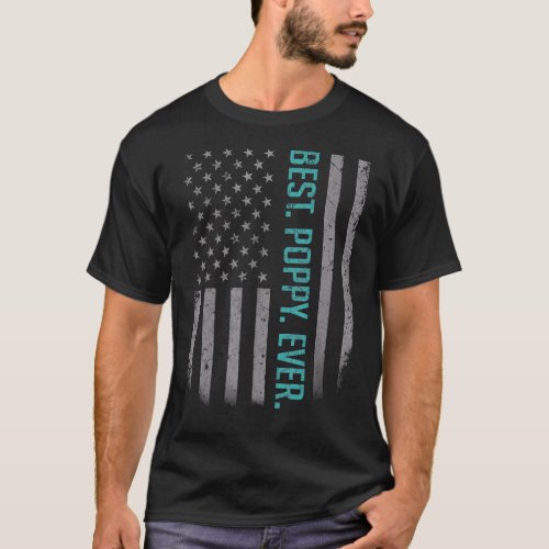 Mens Best Poppy Ever Us American Flag   For Father T_Shirt