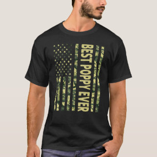 Mens Best Poppy Ever Us American Flag  Grandpa Fat T-Shirt