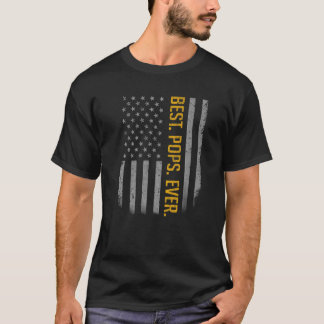 Mens Best Pops Ever Us American Flag For Father' T-Shirt