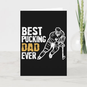Mens Best Pucking Dad Ever Retro Ice Hockey Coach Card