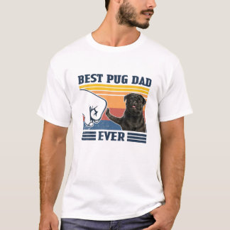 Mens Best Pug Dad Ever Black Version Funny Dog Lov T-Shirt