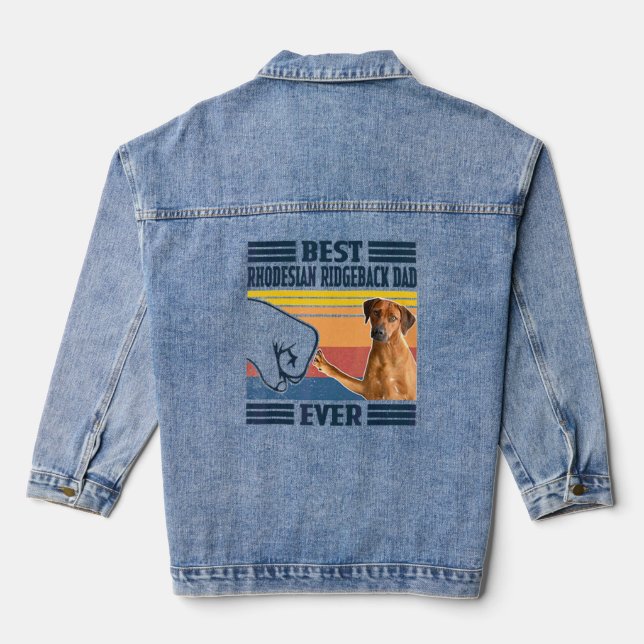 Mens Best Rhodesian Ridgeback Dad Ever Dog Fathe Denim Jacket (Back)
