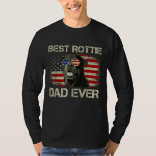 Mens Best Rottie Dad Ever Rottweiler American Flag T-Shirt