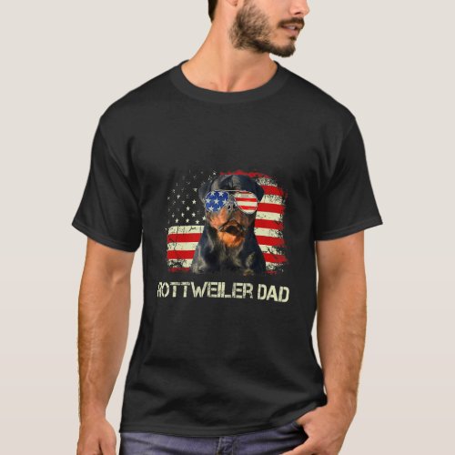 Mens Best Rottweiler Dad Ever American Flag 4th Of T_Shirt