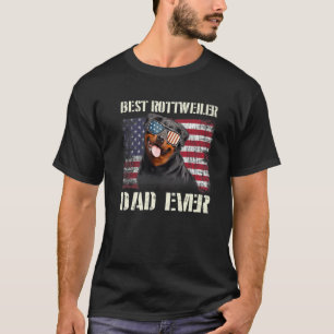 Mens Best Rottweiler Lover Dad Ever American Flag T-Shirt