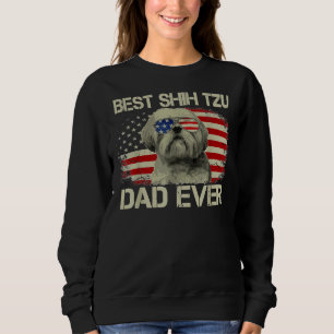 Mens Best Shih Tzu Dad Ever Dog American Flag Sweatshirt