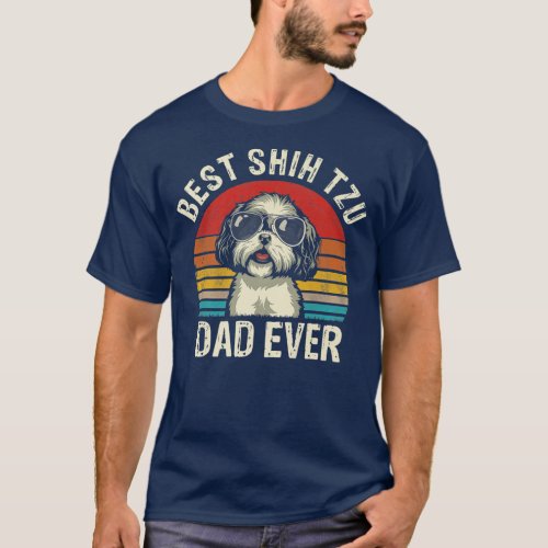 Mens Best Shih Tzu Dad Ever Fathers Day Vintage T_Shirt