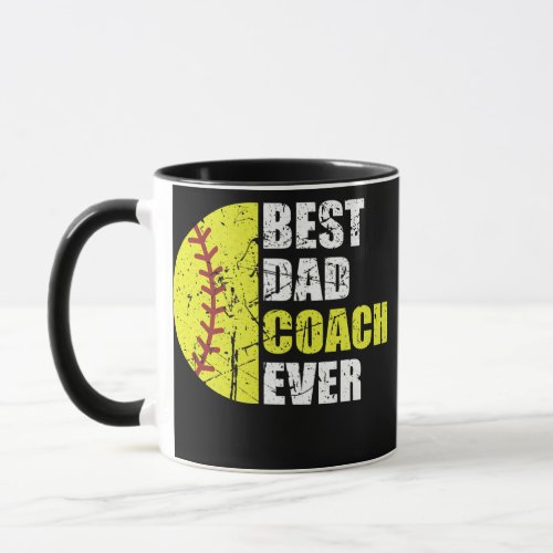 Mens Best Softball Dad Coach Ever Retro Father Mug