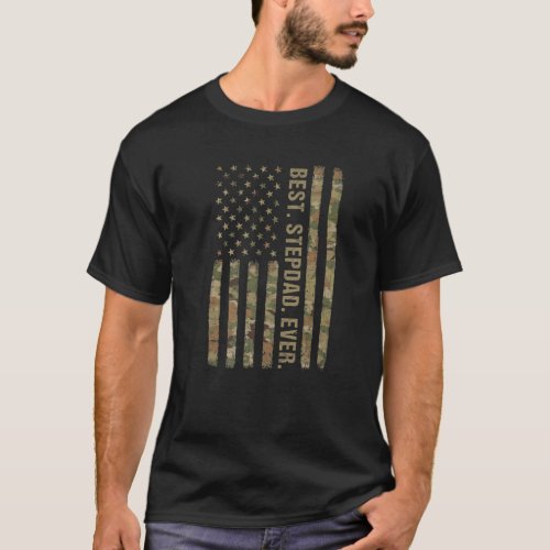 Mens Best Stepdad Ever American Flag Fathers Day T_Shirt
