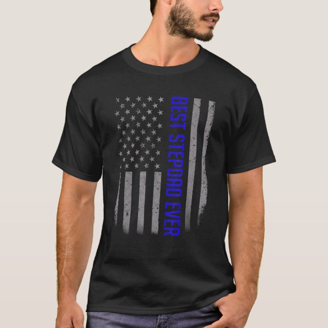 Mens Best Stepdad Ever American Flag   For Father' T-Shirt (Front)