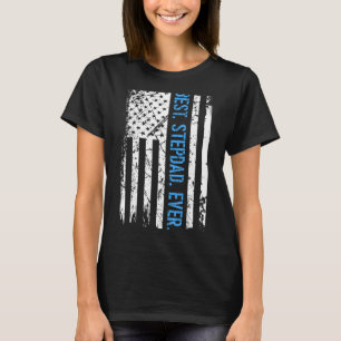 Mens Best Stepdad Ever Us American Flag For Fathe T-Shirt