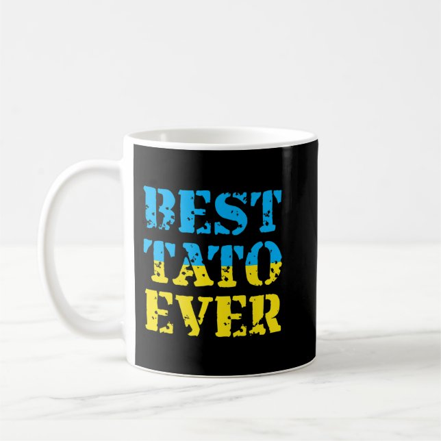 Mens Best Tato Ever Ukraine Fathers Day Ukrainian  Coffee Mug (Left)