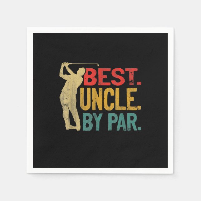 Mens Best Uncle By Par Retro Fathers Day Gifts Napkins (Front)