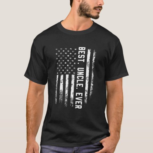 Mens Best Uncle Ever American Flag Gift For Men T_Shirt