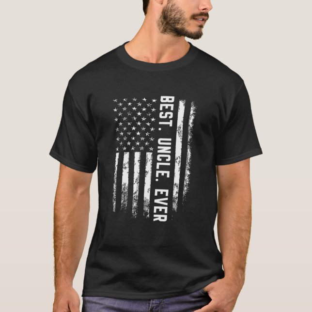 Mens Best Uncle Ever American Flag Gift For Men T-Shirt (Front)