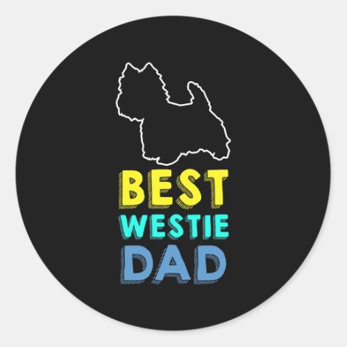 Mens Best Westie Dad West Highland White Terrier Classic Round Sticker