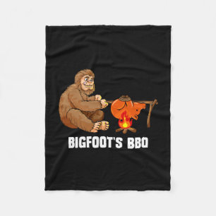 Mens bigfoot bbq sasquatch barbecue chef fleece blanket