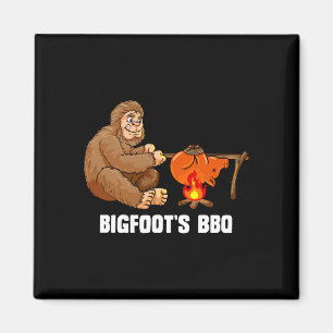 Mens bigfoot bbq sasquatch barbecue chef magnet