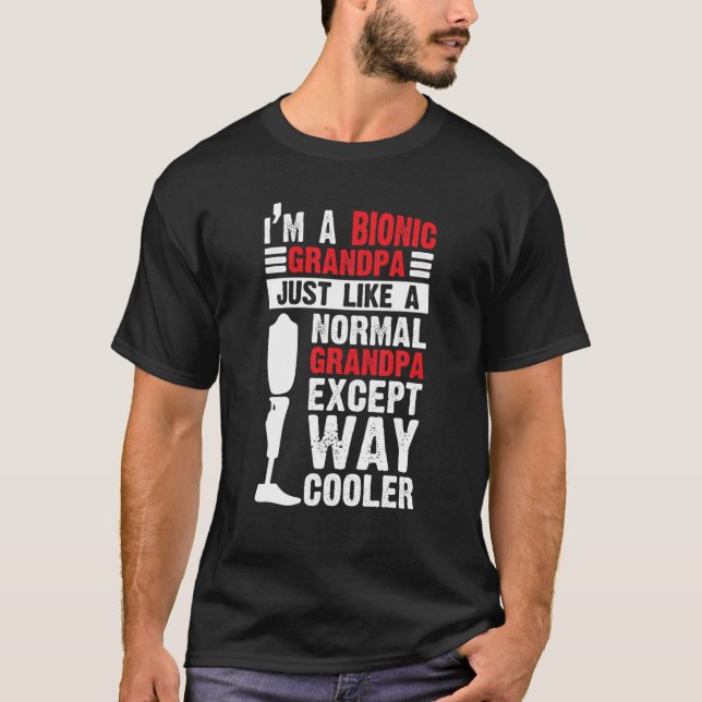 Mens Bionic Grandpa Shoulder Knee Leg Brace Surger T-Shirt (Front)