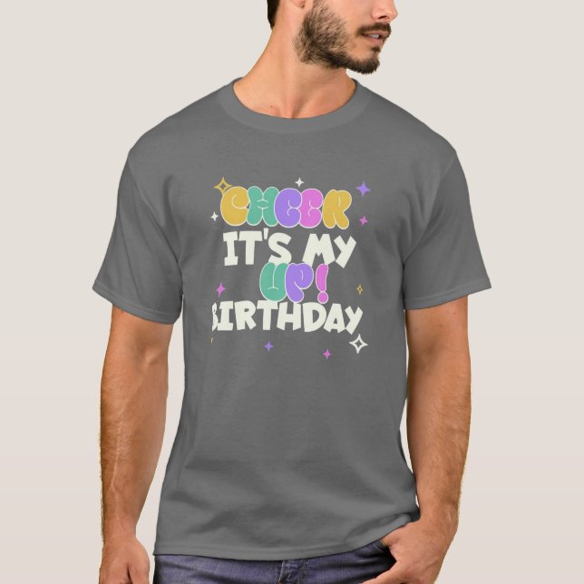 MEN'S BIRTHDAY CHEER UP BASIC T SHIRT  (Front)