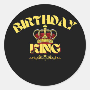 Mens BIRTHDAY KING Crown Classic Round Sticker