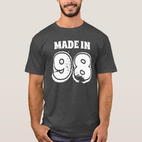 Mens Birthday Made in 98 Typography Dark Gray T_Shirt