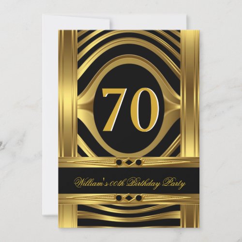 Men's Birthday Metal Gold Look Black Jewel Card