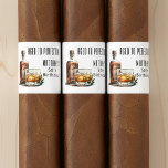 Men's Birthday Party Cigar Label<br><div class="desc">Aged To Perfection Birthday Cigar Band Sticker. Celebrate a milestone with this stylish design created to wrap around a cigar. Featuring a bold watercolor whiskey bottle and glass on the left with “Aged To Perfection” and the guest of honor’s name and age in elegant black fonts on the right, it...</div>