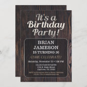 Mens Birthday Party Invitation For Man Adult Male (Front/Back)