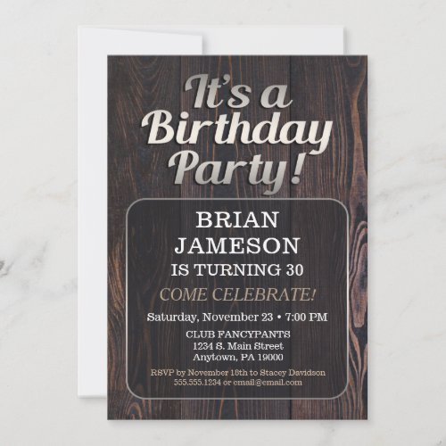 Mens Birthday Party Invitation For Man Adult Male