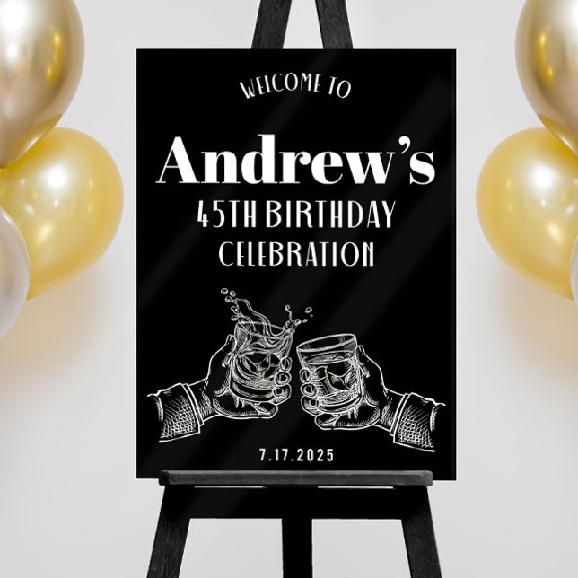 Men's Birthday Party Welcome Sign, Cigar & Whiskey Foam Board (Creator Uploaded)