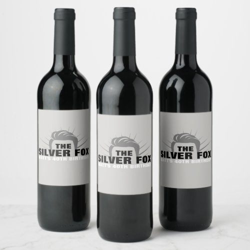 Mens birthday party wine bottle labels