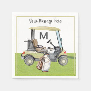 Men's Birthday Retirement Golf Theme Monogram Napkins