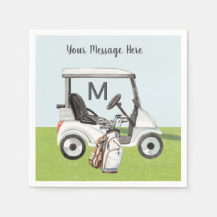 Men's Birthday Retirement Golf Theme Monogram Napkins