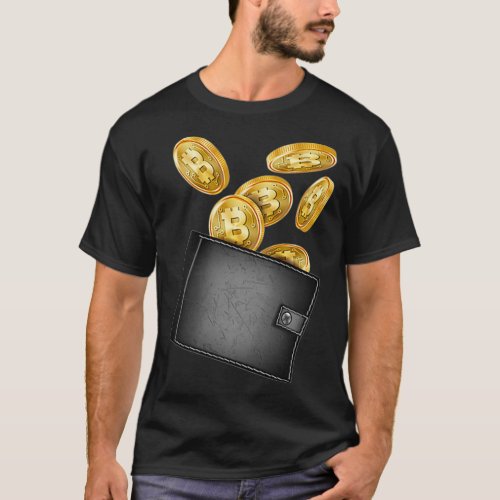 Mens Bitcoin BTC Wallet Crypto Coin HODL dog  T_Shirt