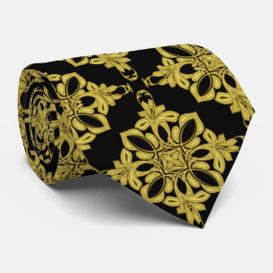 Men's Black and Faux Gold Pattern Neck Tie