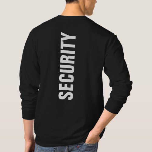 Mens Black And White Long Sleeve Security Template T_Shirt