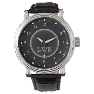 Men's Black and White Monogram Watch