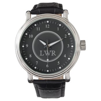 Men's Black And White Monogram Watch by coolcustomwatches at Zazzle