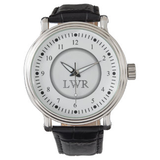 Men's Black and White Monogram Watch