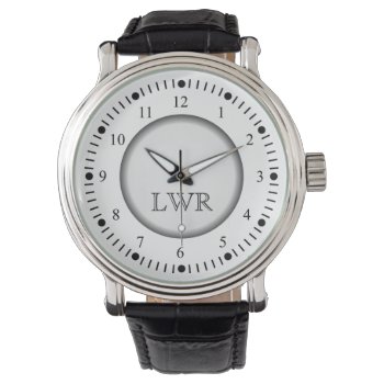 Men's Black And White Monogram Watch by coolcustomwatches at Zazzle