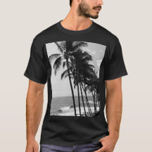 Men's Black and White Palm Trees T-Shirt