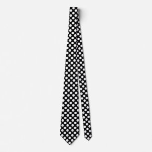 Men's Black and White Polka Dot Tie