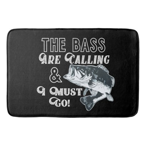 Mens Black Bass Fishing Quote Bathmat