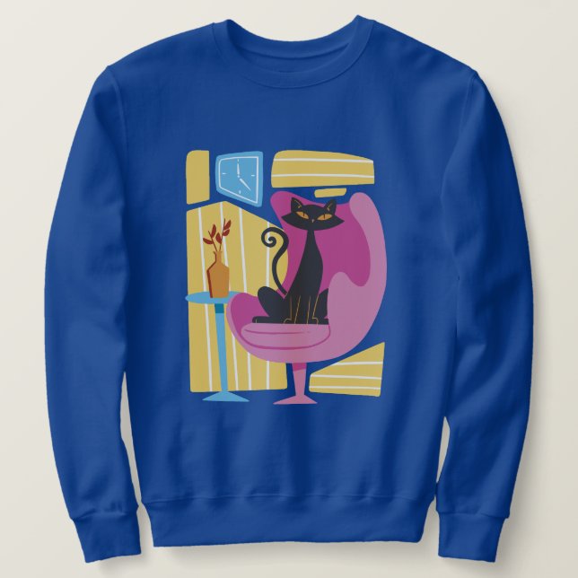 Men's Black Cat Abstract Sweatshirt (Design Front)