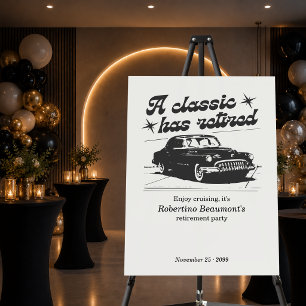 Men's Black Classic Car Cruising Retirement Party Foam Board