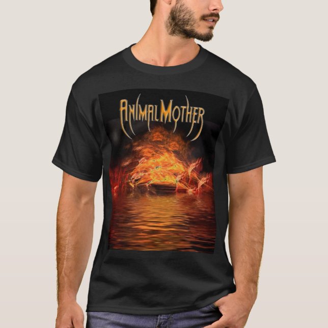 Men's Black "Flame Lake"  Basic T front/back T-Shirt (Front)